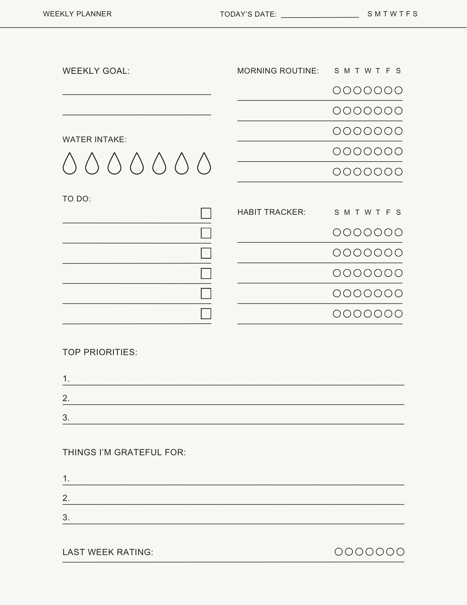 Life habit, tracker sheets